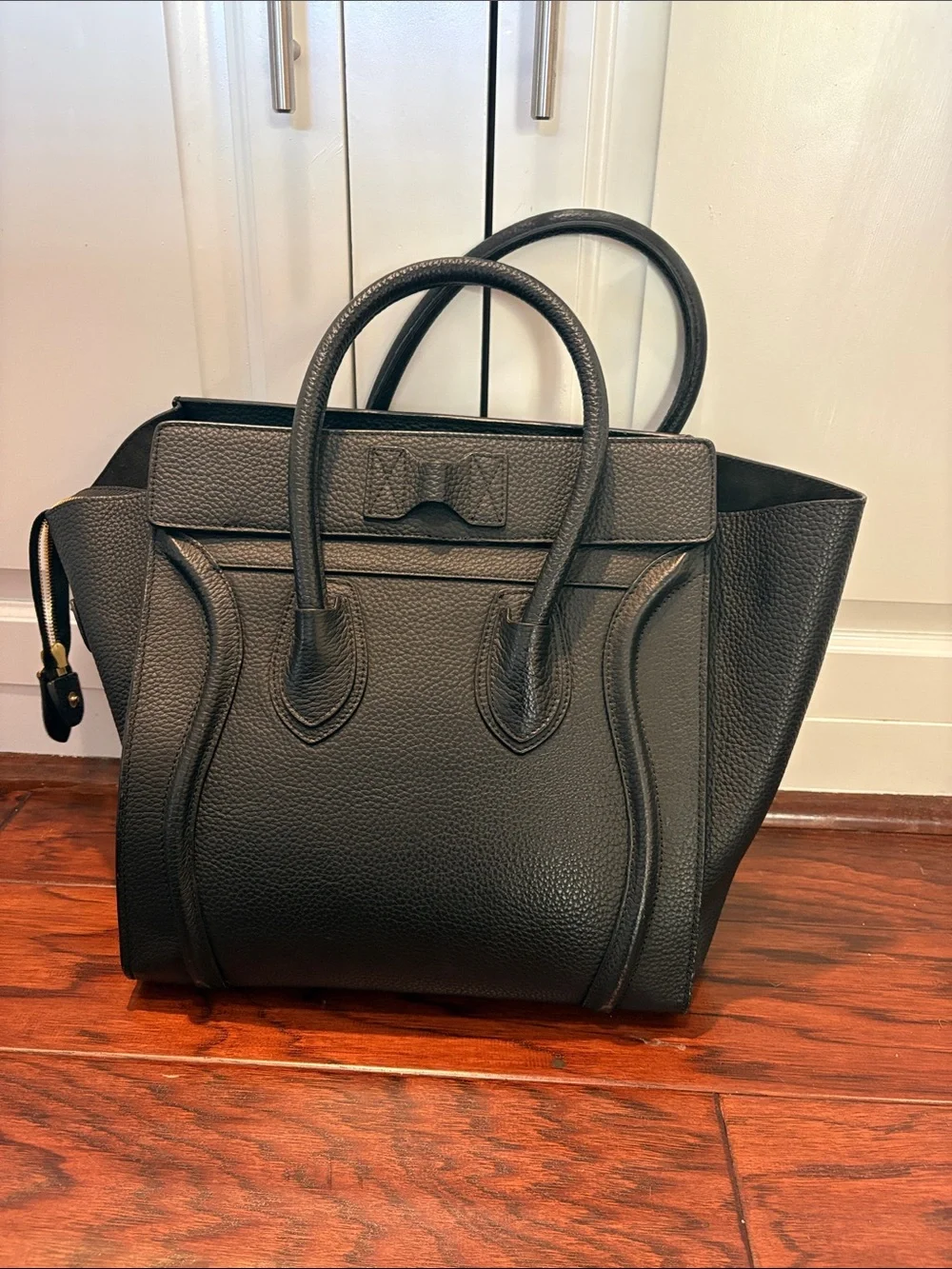 Ainifeel Black Leather Structured Tote Bag - Picture 1 of 4